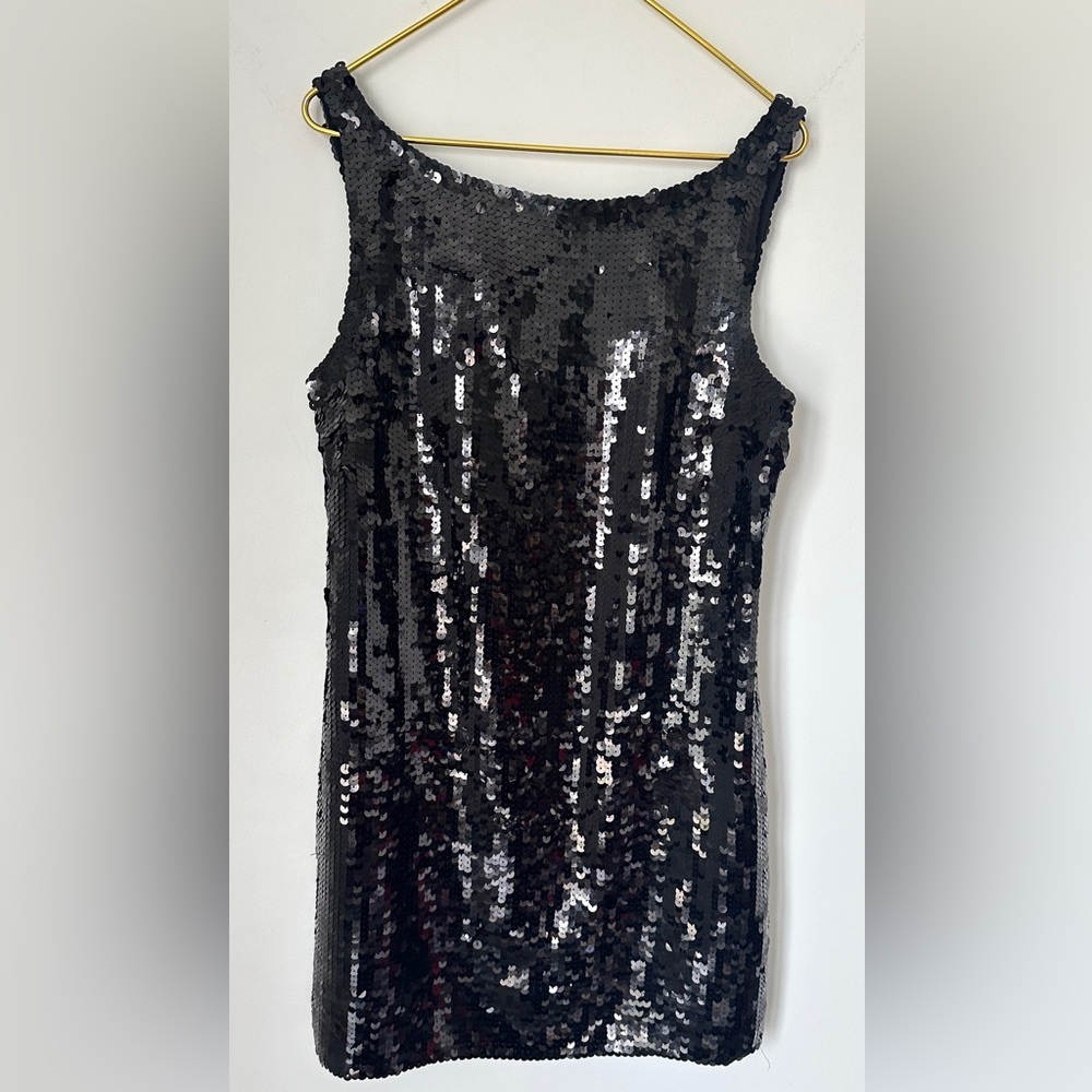Banana Republic Little Black Sequin Lined Mini Party Dress Women’s 10 Petite 10P